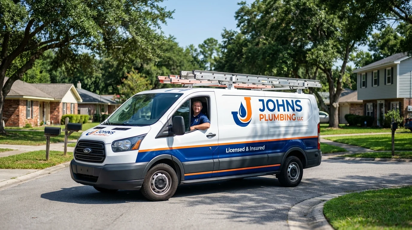 Johns Plumbing LLC service van in McConnelsville, OH