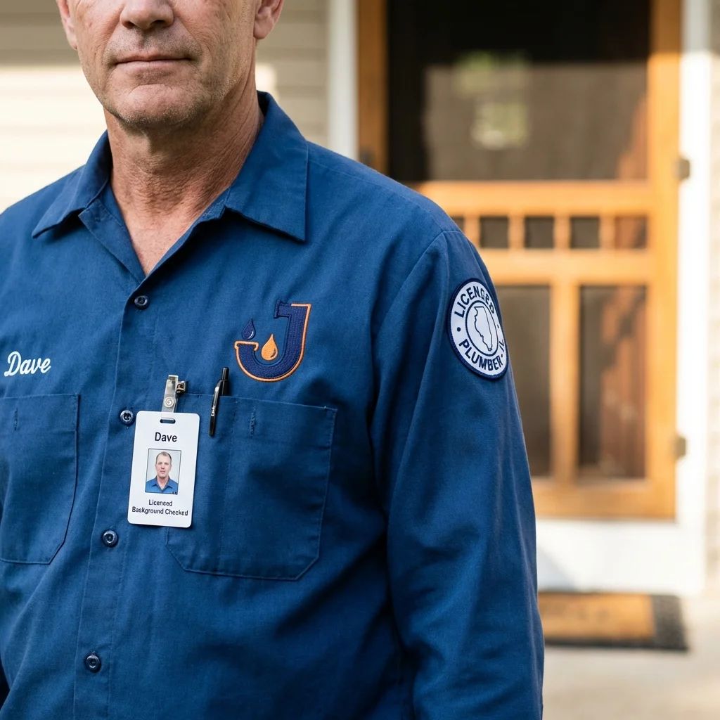 Licensed plumber showing ID badge in McConnelsville, OH