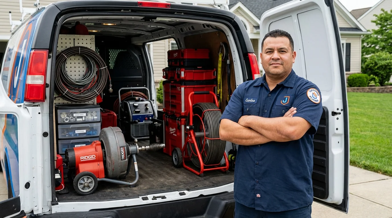 Professional drain cleaning equipment and Johns Plumbing LLC plumber in McConnelsville