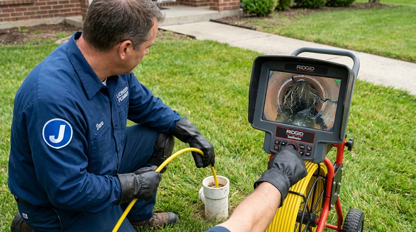 Sewer camera inspection being performed by Johns Plumbing LLC in McConnelsville